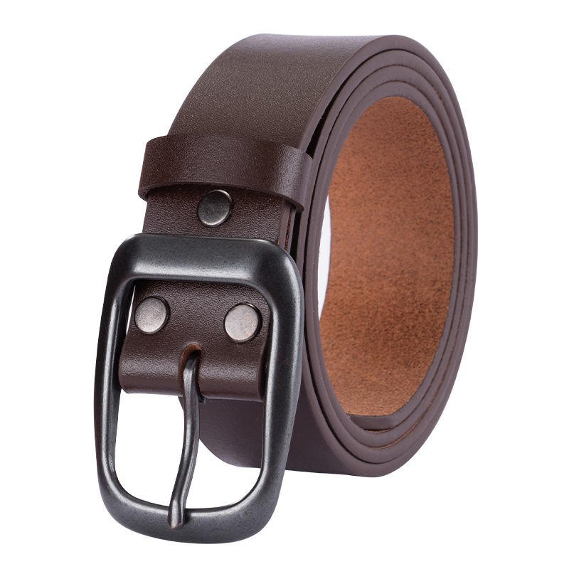 Custom Logo Luxury Retro Single Layer Cowhide Men Fashion Jeans Genuine Leather Belts for Men with Pin Buckle
