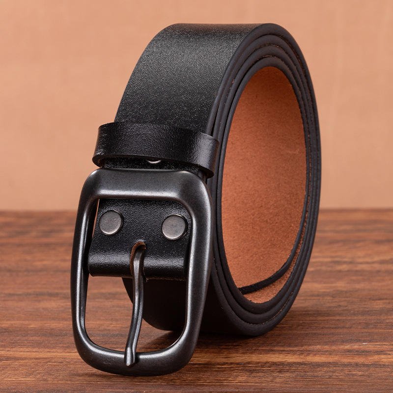 Custom Logo Luxury Retro Single Layer Cowhide Men Fashion Jeans Genuine Leather Belts for Men with Pin Buckle