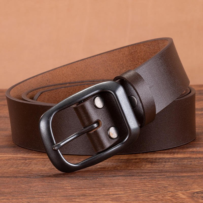 Custom Logo Luxury Retro Single Layer Cowhide Men Fashion Jeans Genuine Leather Belts for Men with Pin Buckle