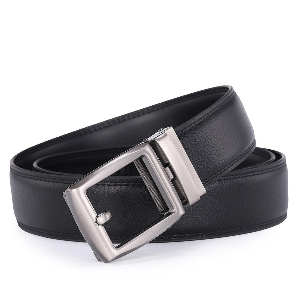 Men's Advanced Cowhide Leather Printed Floral Pattern 3.5cm Width Square Buckle Adjustable Length 105-130cm Cross-Border Fashion