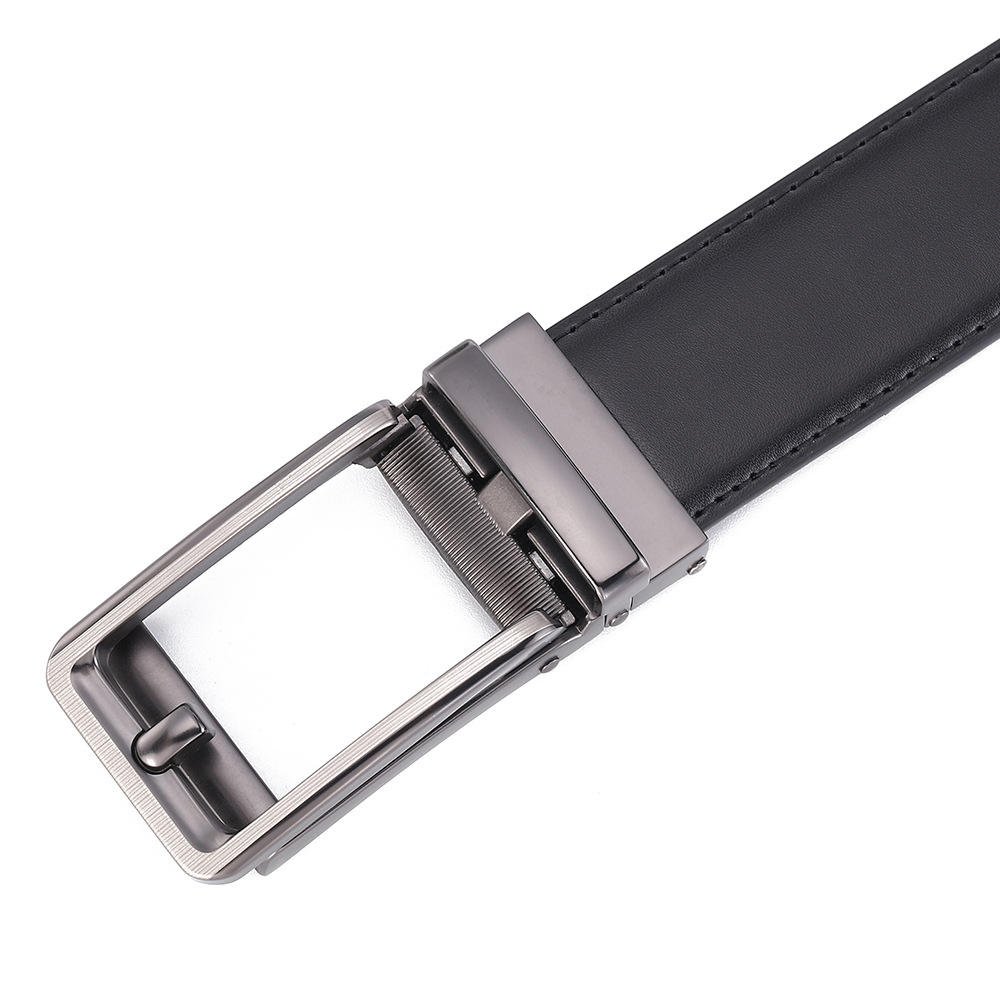 High-End Men's Cow Hide Leather Business Belt Automatic Alloy Buckle Floral Pattern 3.5cm Width 105-130cm Length Casual Fashion