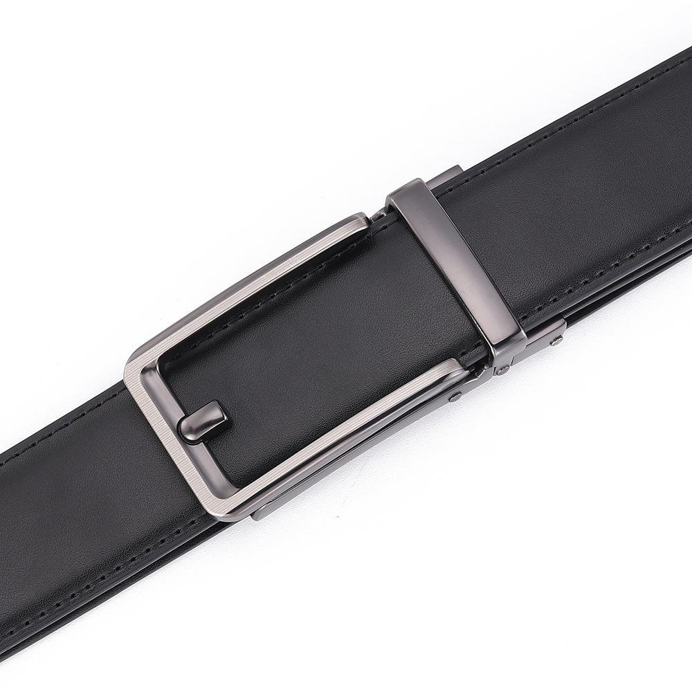 High-End Men's Cow Hide Leather Business Belt Automatic Alloy Buckle Floral Pattern 3.5cm Width 105-130cm Length Casual Fashion