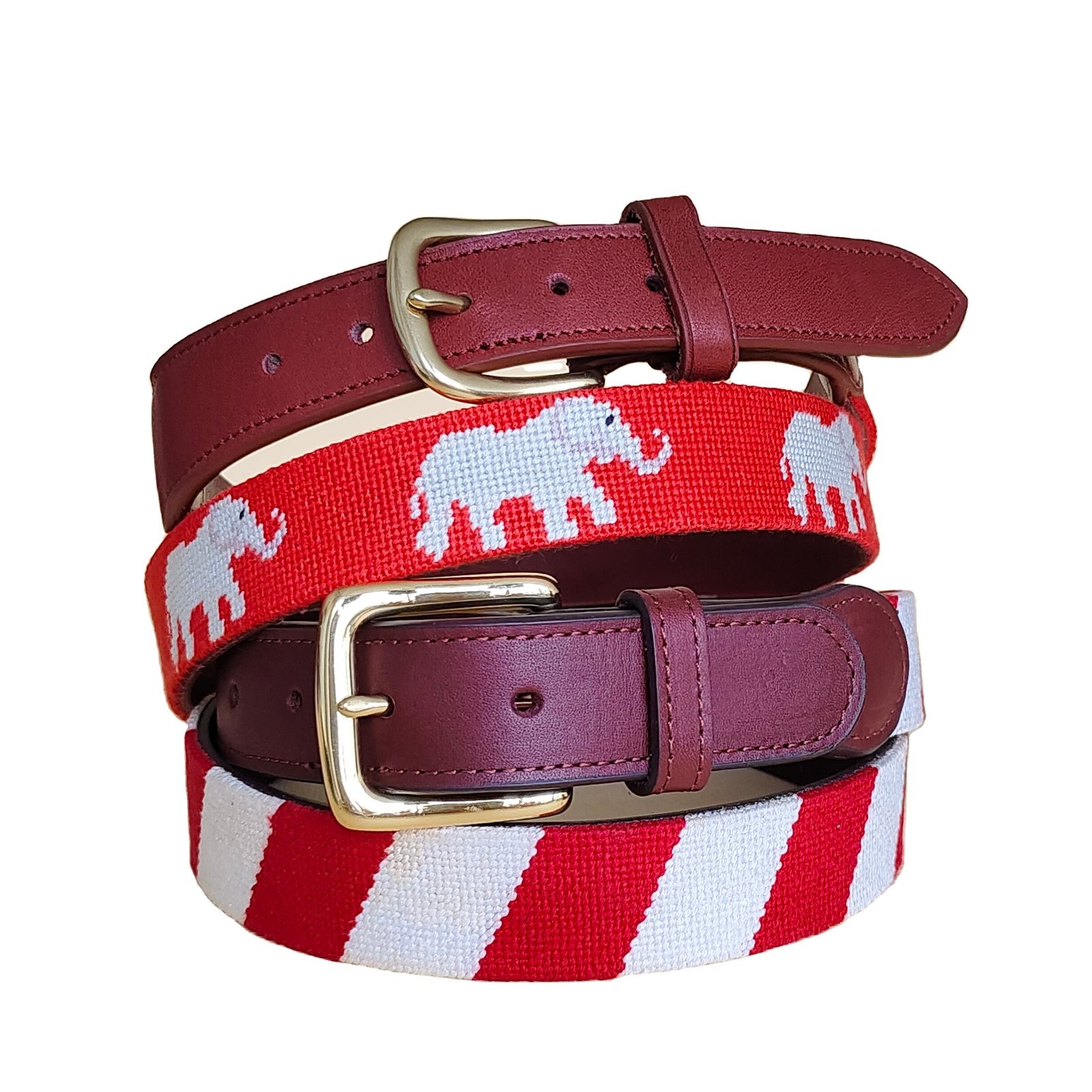 Golf Sporty Custom Design Fashion Needlepoint Belt Cowhide Cow Leather Buckle Metal