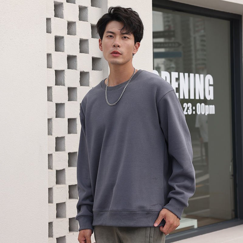 Wholesale Men Cotton Pullover Custom Logo sweatshirt High Quality 480gsm Fleece-lined Drop Shoulder sweatshirt Digital Print