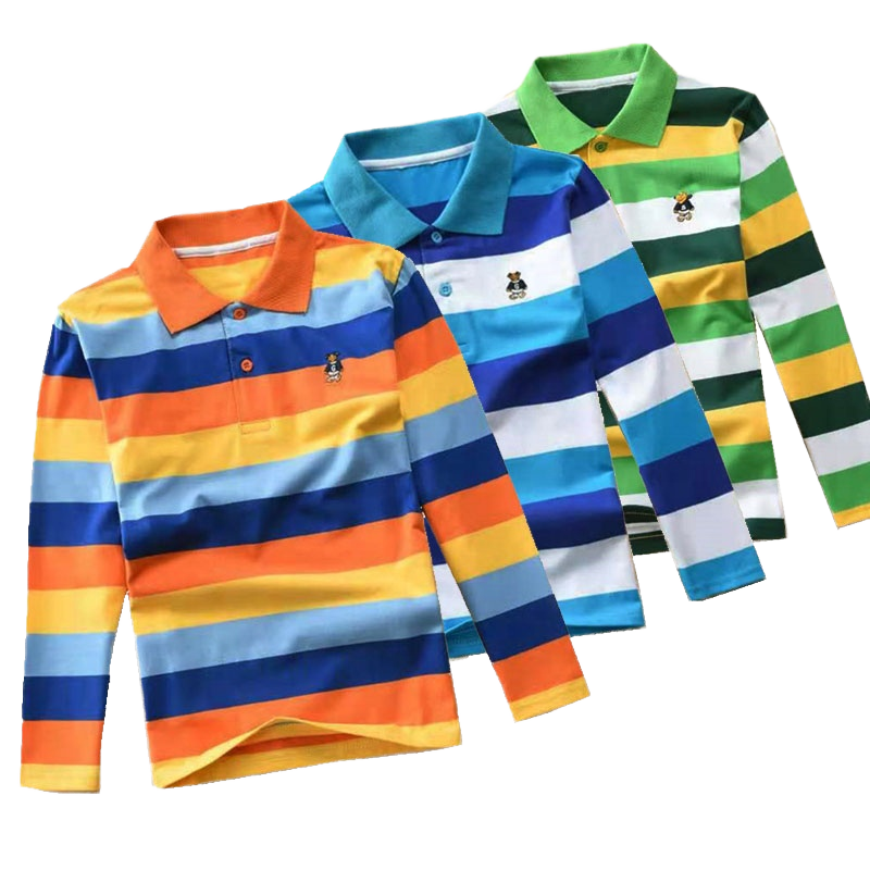 Wholesale Short Sleeve Boys Polo T-Shirts Casual Cotton Baby T-Shirts with Stripe Design Knitted Fabric for Kids Multiple Colors