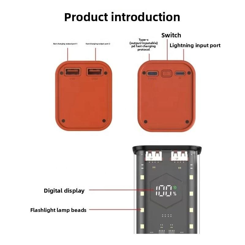 Welding-Free 8-Cell 21700 Battery Case Kit Transparent Power Bank Shell Double USB Fast Flash Charging LED Display Waterproof