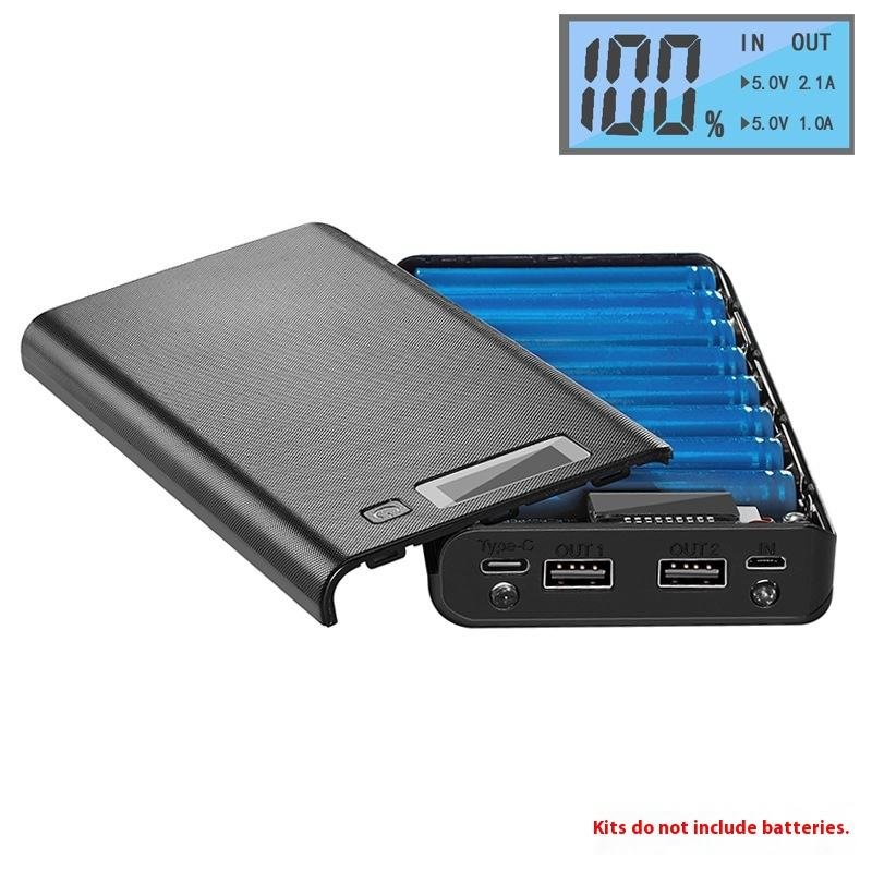 High Capacity 8-Cell 18650 Battery Box Cross-Border Welding-Free DIY Power Bank Case LCD Screen Micro USB Input Interface Shell