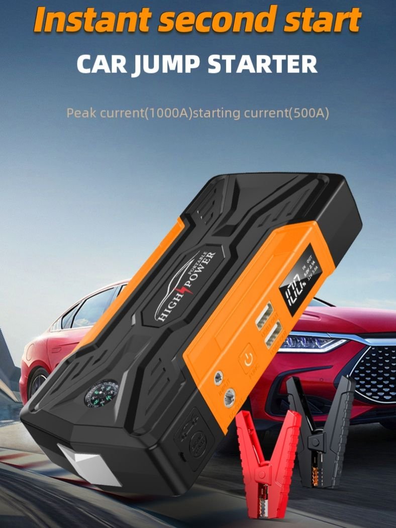 12V Jump Starter Air Compressor 3000A 150PSI Portable Car Battery All Gas/10L Diesel Lithium-ion Polymer Battery Digital Screen