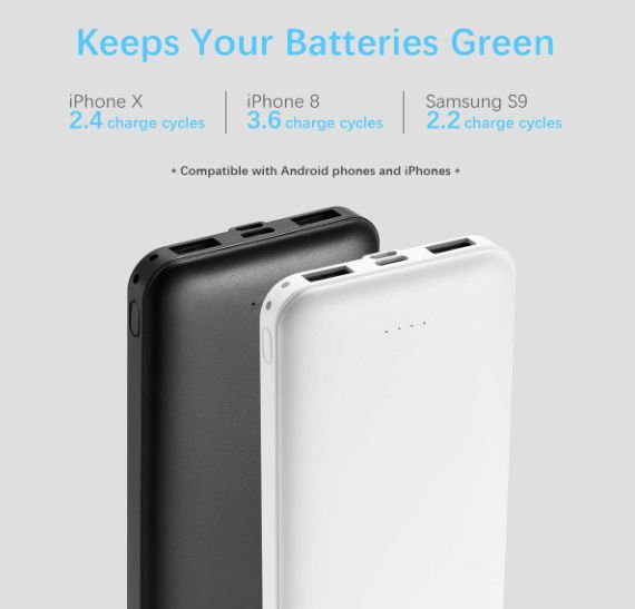 Portable Li-Polymer Battery 5000Mah Ultra Slim 10W Output Power Bank with 12 Months Warranty for Smart Phones