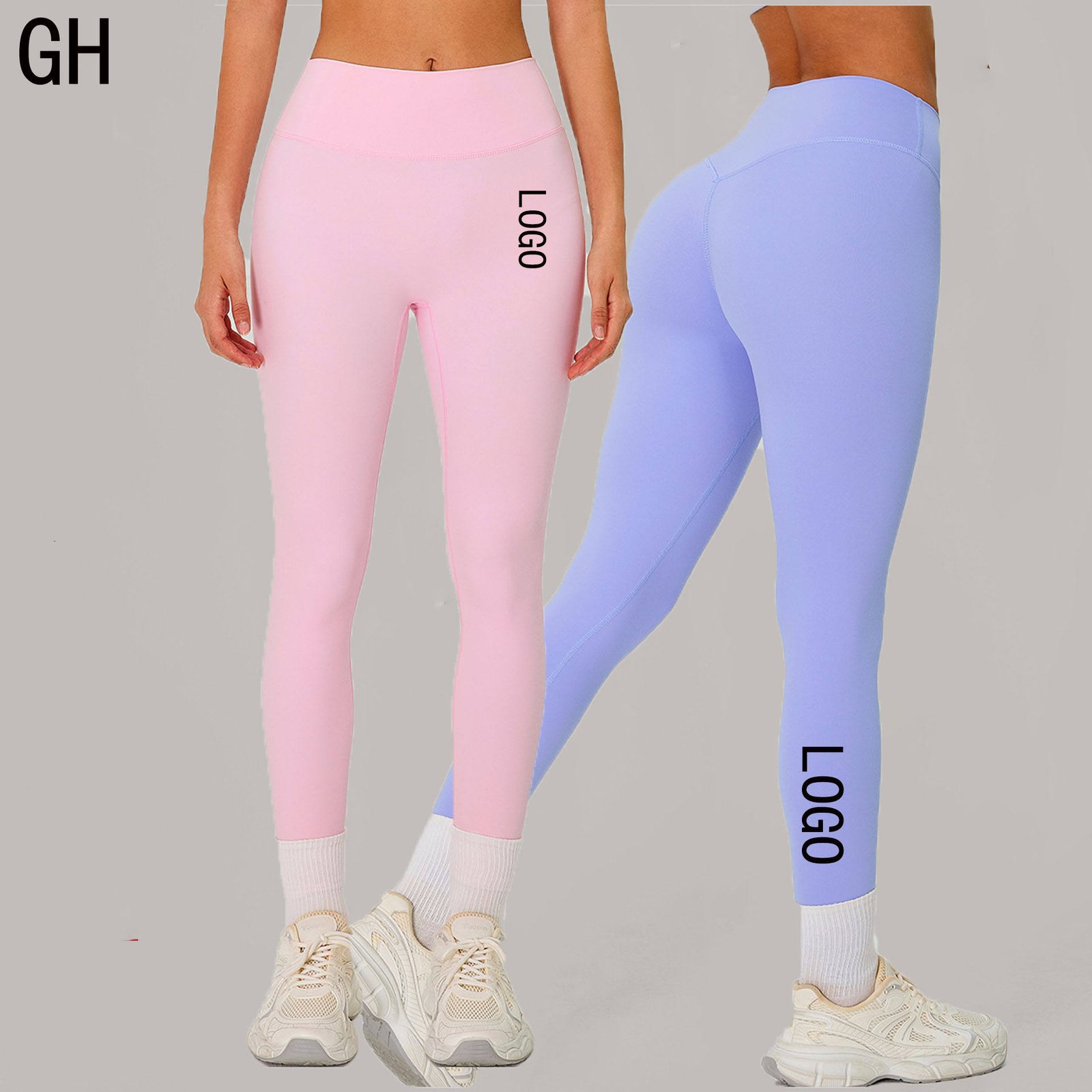 GH Women Soft Nylon Fitness Leggings Comfortable Sports Workout Yoga Pants High Waist Yoga Leggings