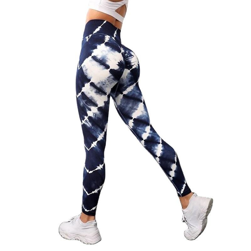 Women's Seamless Tie Dye Yoga Pants High Waisted Leggins with Peach Hip Butt Lift Quick Drying Leggings for Workout Daily Use