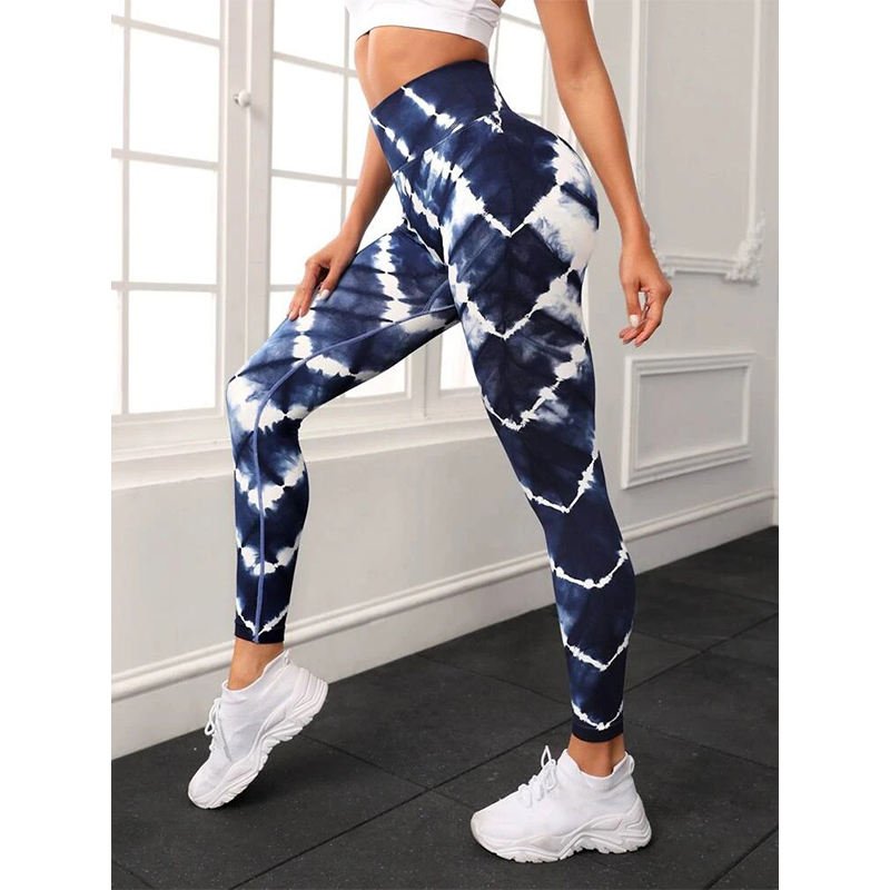 Women's Seamless Tie Dye Yoga Pants High Waisted Leggins with Peach Hip Butt Lift Quick Drying Leggings for Workout Daily Use