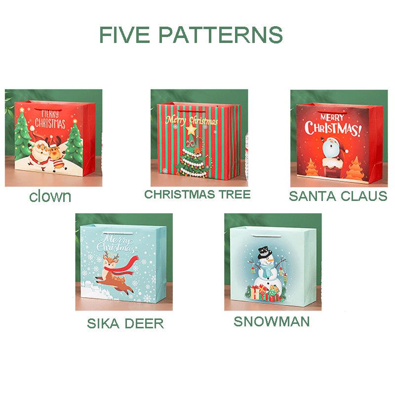 Wholesale Beautiful Reusable Foldable Kraft Paper Shopping Bags Goodie Treat Christmas Craft Packaging Gift Ideas