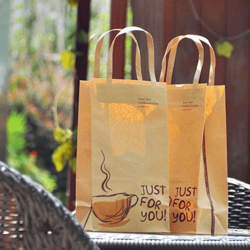 Custom Printed Wrapping Shopping Packaging Dried Vegetable Fruit Food Bread Brown Kraft Paper Bag with Ribbon Handle and Window