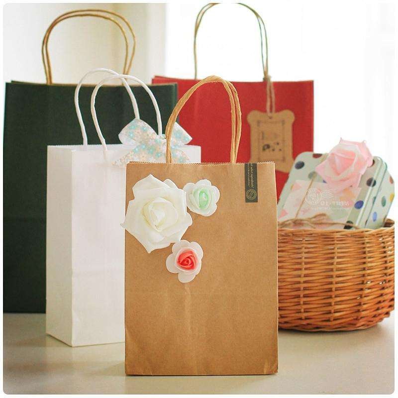 Custom Printed Wrapping Shopping Packaging Dried Vegetable Fruit Food Bread Brown Kraft Paper Bag with Ribbon Handle and Window