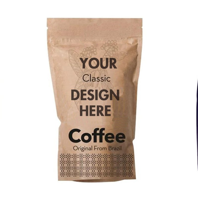 Low MOQ Recyclable Matte Black Foil Coffee Bean Zipper Packaging Paper Bags Flat Bottom 12Oz 16Oz 5Lb 250G 500G 1Kg Valve Food