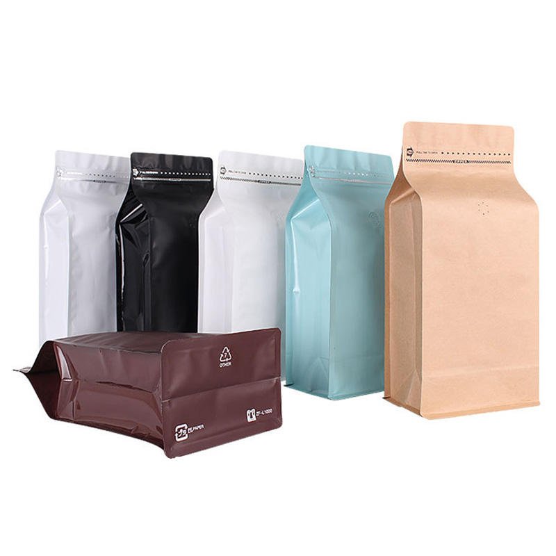 Low MOQ Recyclable Matte Black Foil Coffee Bean Zipper Packaging Paper Bags Flat Bottom 12Oz 16Oz 5Lb 250G 500G 1Kg Valve Food