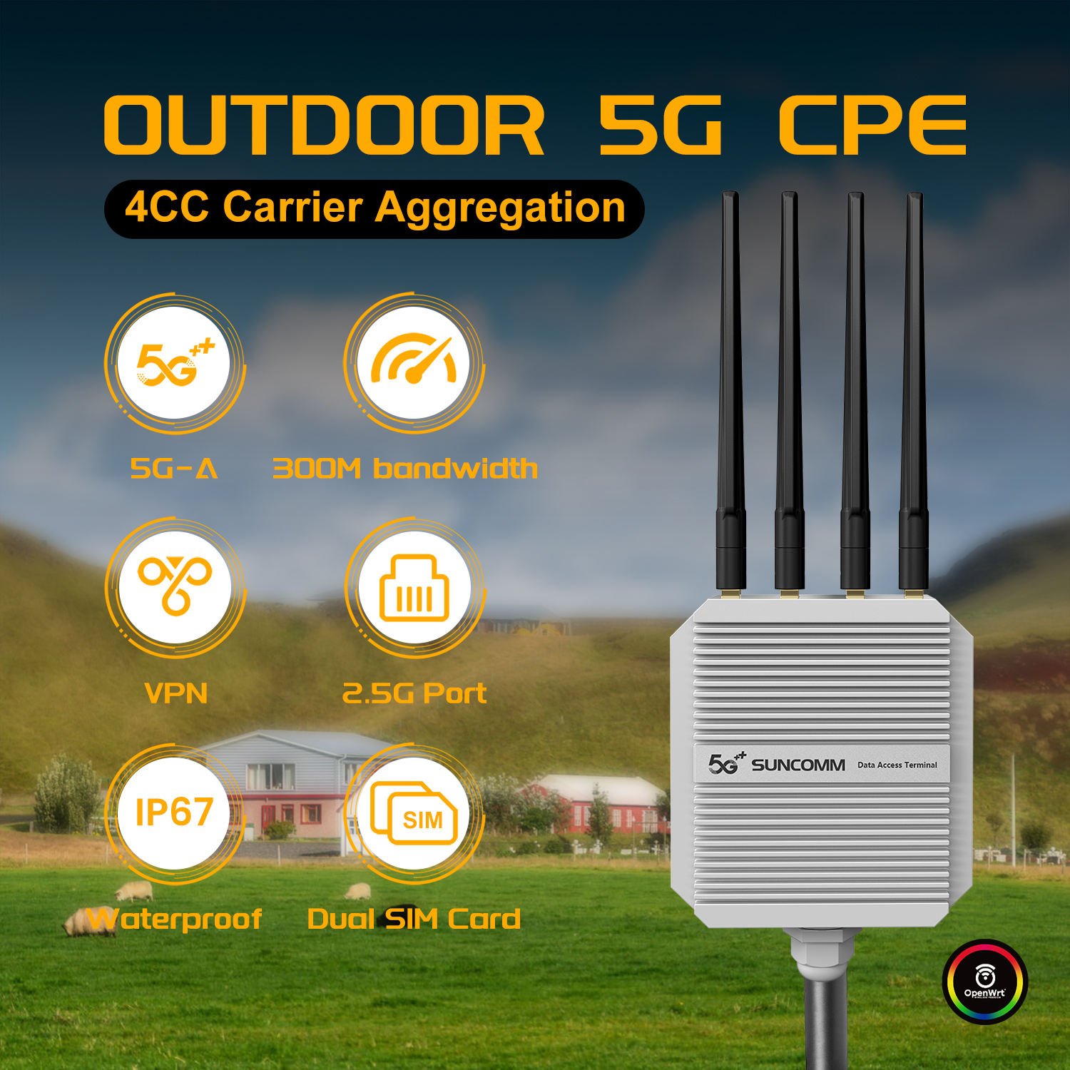 Snapdragon X75 AX3000 Outdoor Network Access Point 2500Mbps Dual SIM POE Power VPN Port with 4G/5G Global Networks Support