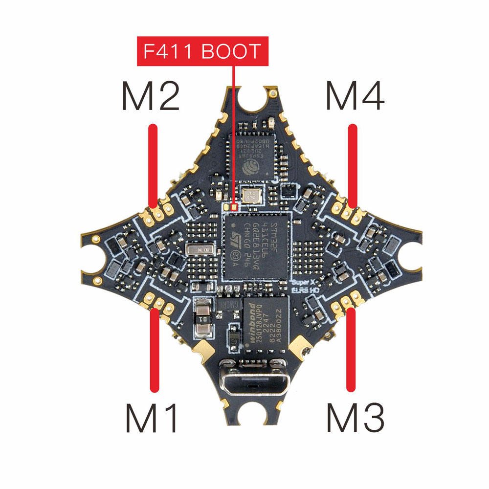 HappyModel Super-X HD ELRS 1-2S AIO Flight Controller Built-in 12A ESC UART ELRS V3 for Mobula6 HDZero Moblite7 Walksnail