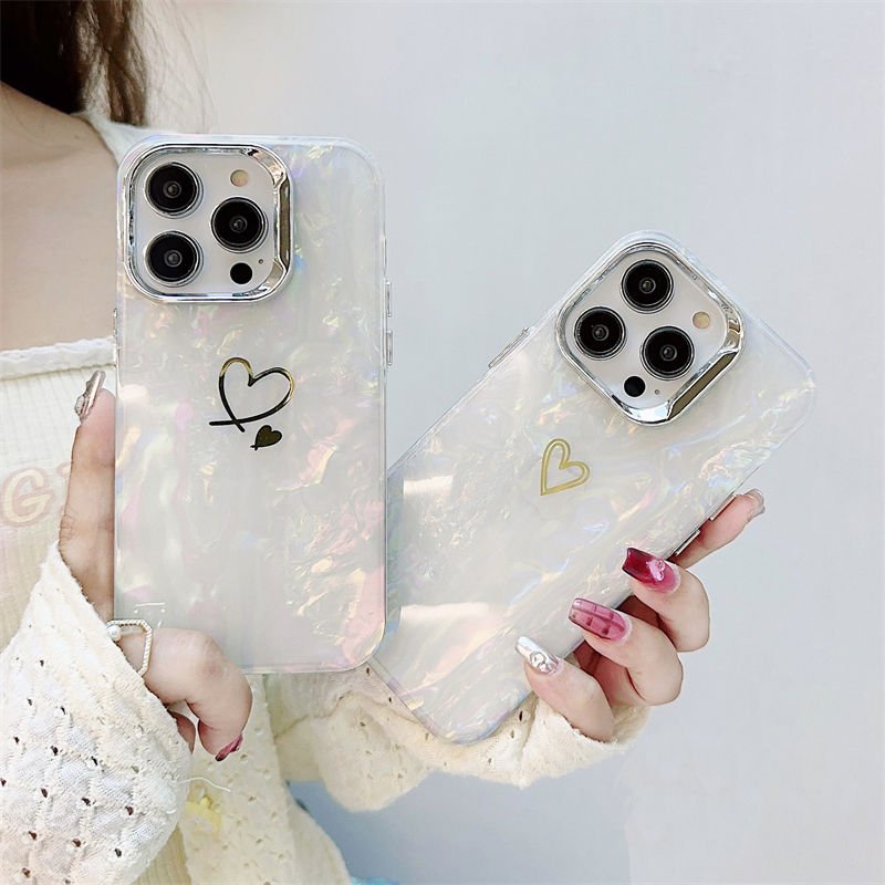 Electroplated Frame Love Heart IMD Phone Case for iPhone 14 13 12 11 Pro Max Xs Xr Xs Max