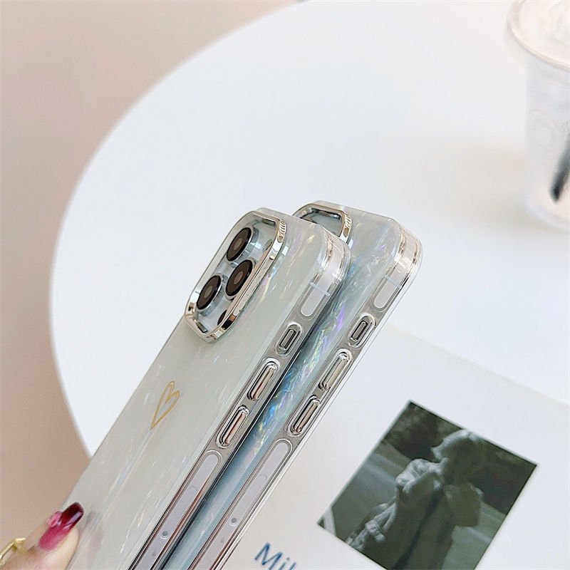 Electroplated Frame Love Heart IMD Phone Case for iPhone 14 13 12 11 Pro Max Xs Xr Xs Max