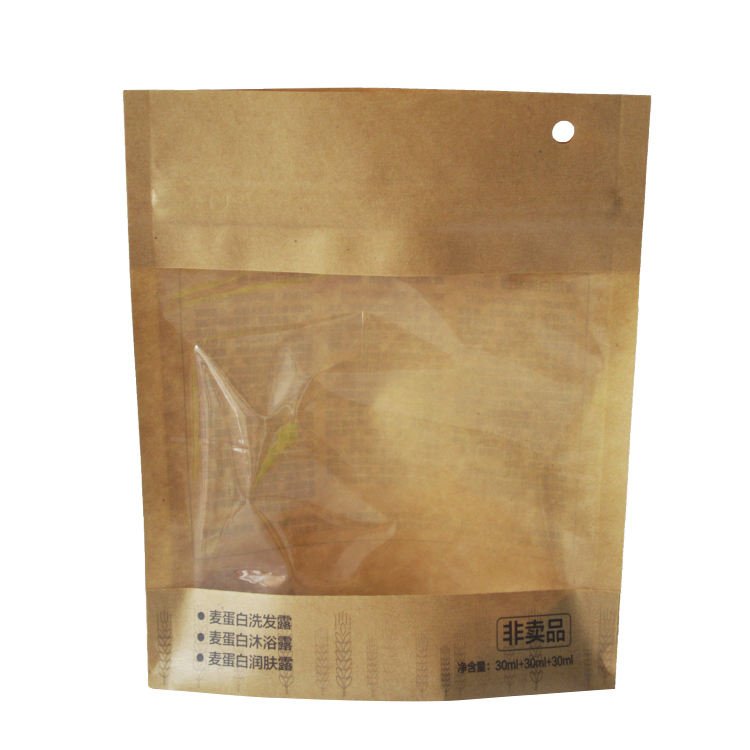 China Factory Moisture Proof Brown Paper Zipper Kraft Resealable Bag