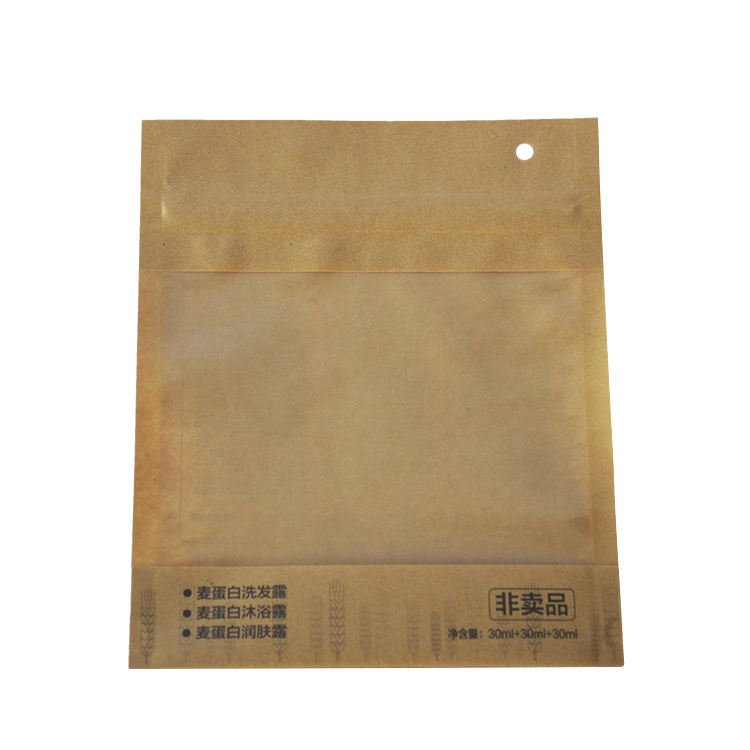 China Factory Moisture Proof Brown Paper Zipper Kraft Resealable Bag