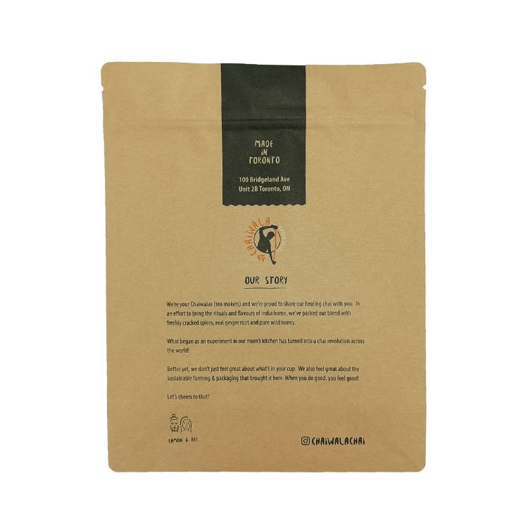 Kraft Paper Packaging Printing Flat Bottom Pouch Customized Size and Color