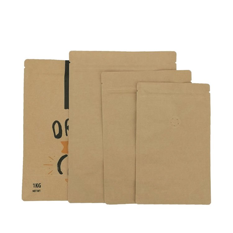 Kraft Paper Packaging Printing Flat Bottom Pouch Customized Size and Color