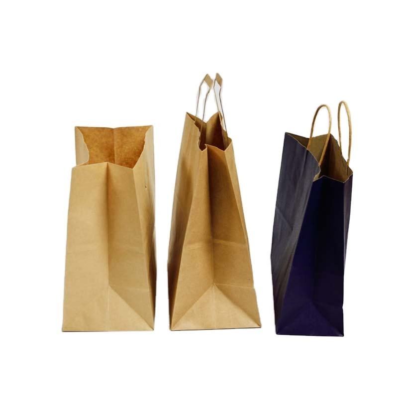 Fantasy Customized Size and Logo Printed Kraft Paper Bag Takeaway Goods Packaging Handle Bags