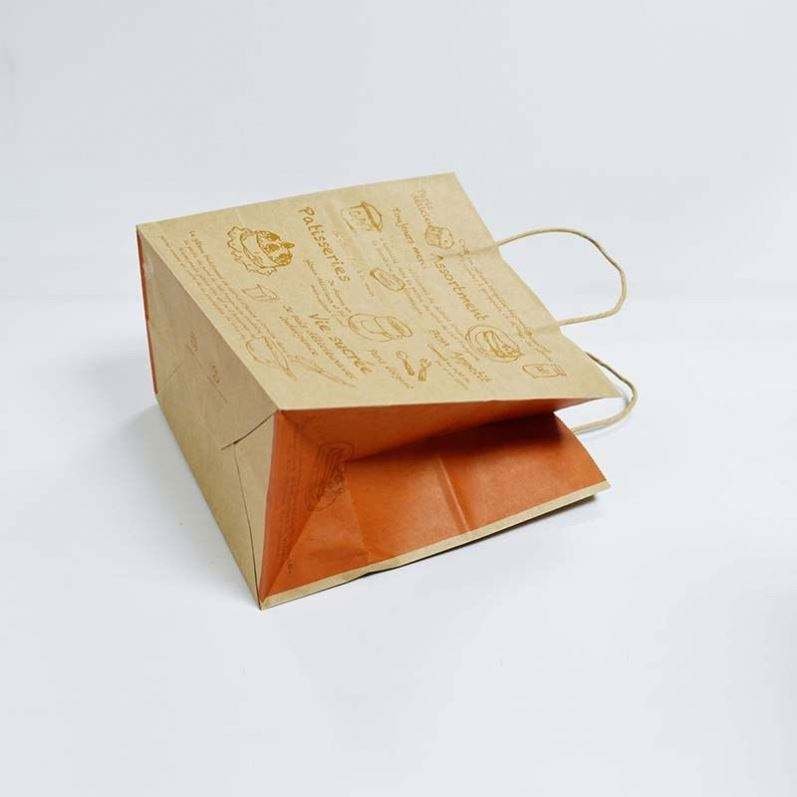 Eco-Friendly Biodegradable Personalised Kraft Paper Bags Luxury Customized with Twisted Handles for Food Packaging