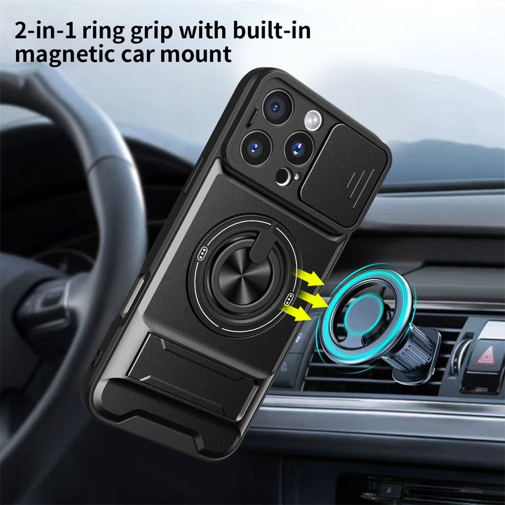 New Design Slide Camera Lens Protection Amor Shockproof Magnetic Phone Case for iPhone 11 12 13 14 15 16 Pro Max 17 Air Case