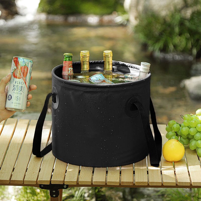 Outdoor Camping Fishing PVC Waterproof Folding Bucket Portable Water Bag for Hiking Shower All Seasons