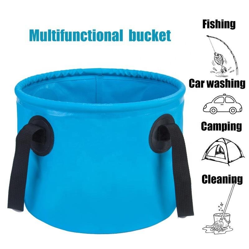 Outdoor Camping Fishing PVC Waterproof Folding Bucket Portable Water Bag for Hiking Shower All Seasons