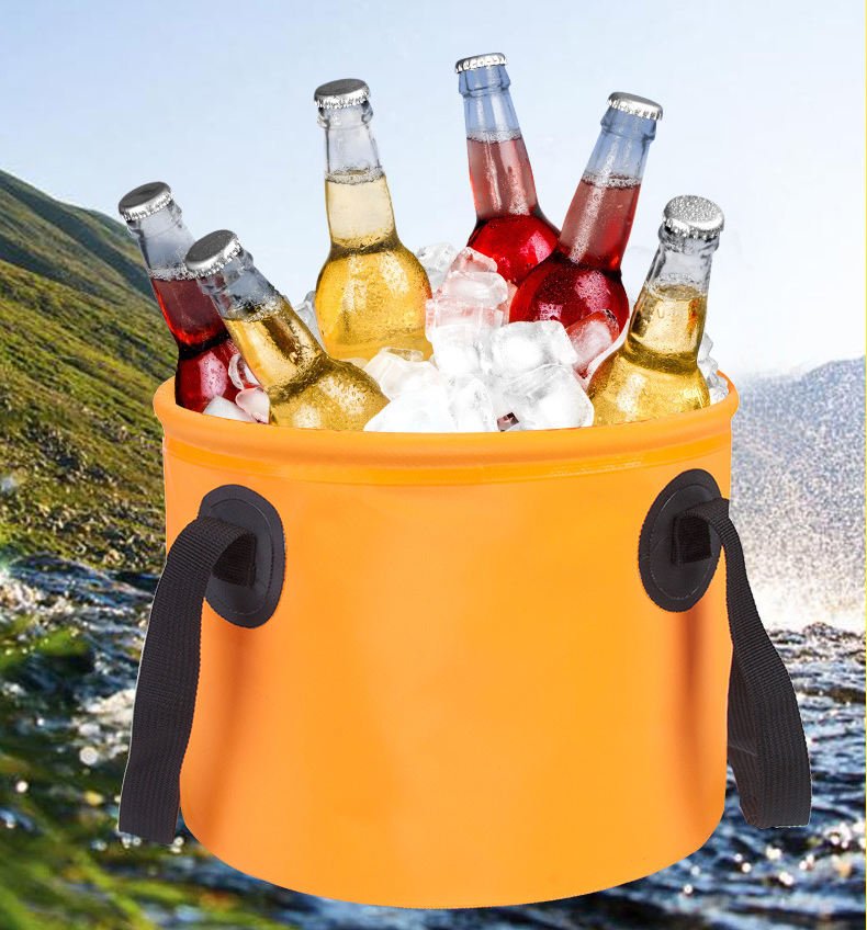 Outdoor Camping Fishing PVC Waterproof Folding Bucket Portable Water Bag for Hiking Shower All Seasons