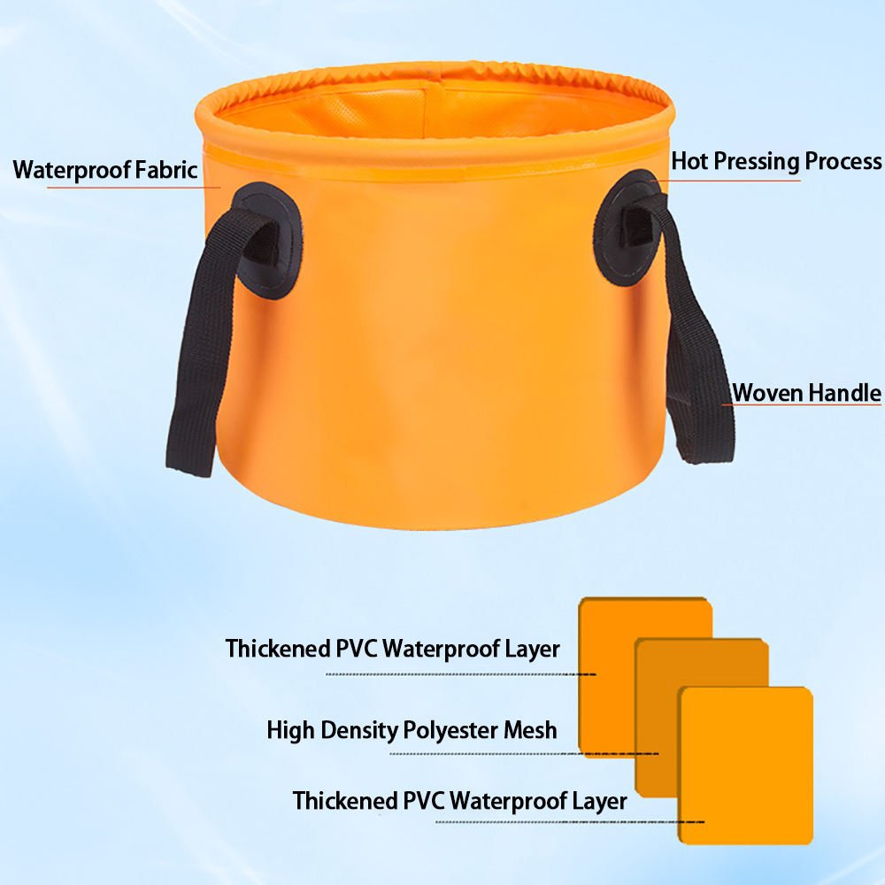 Outdoor Camping Fishing PVC Waterproof Folding Bucket Portable Water Bag for Hiking Shower All Seasons