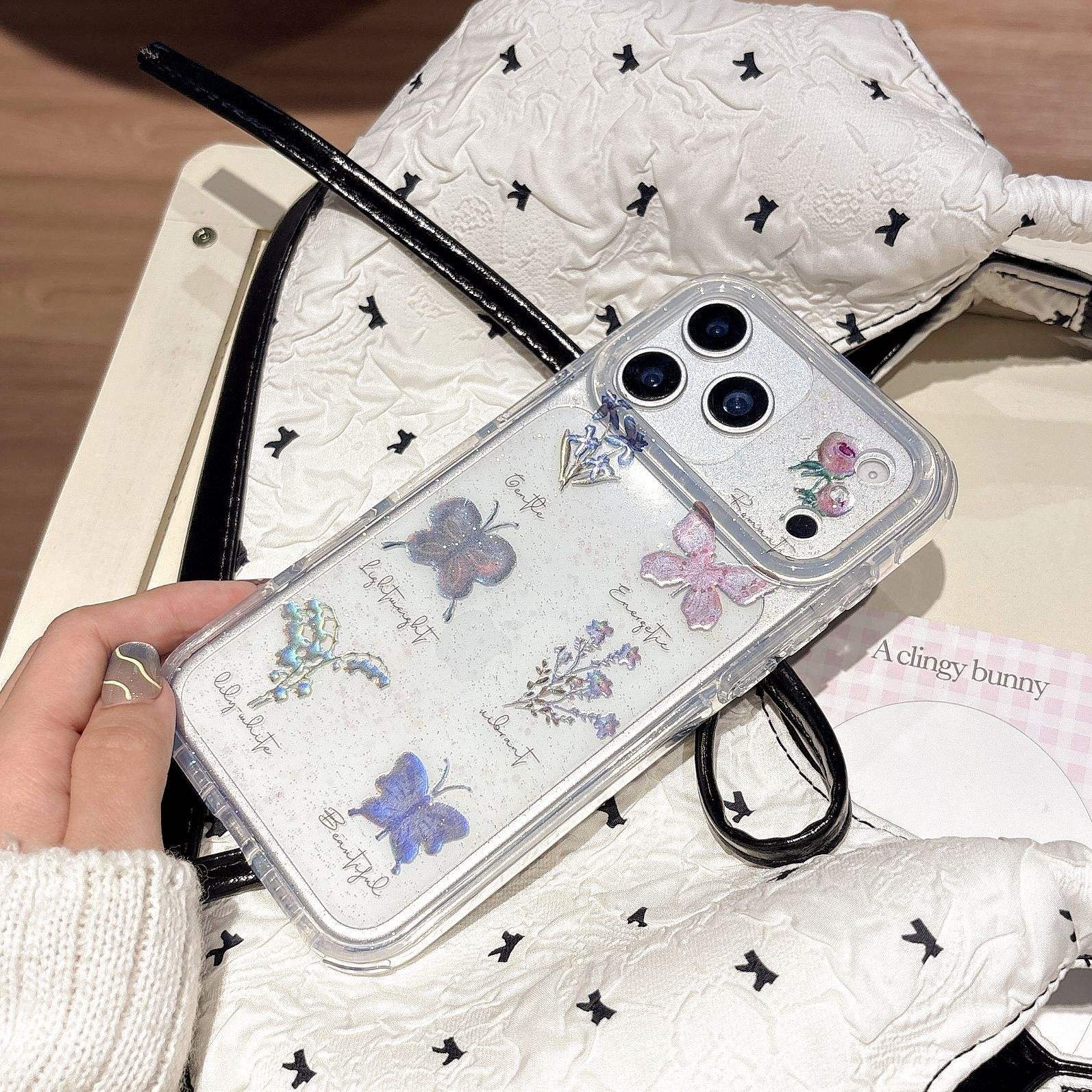 Glitter Shockproof Butterfly Pattern Laser Anti-Drop Cover Acrylic PC TPU Phone Case for iPhone Air 17 Pro 17 17 Pro Max