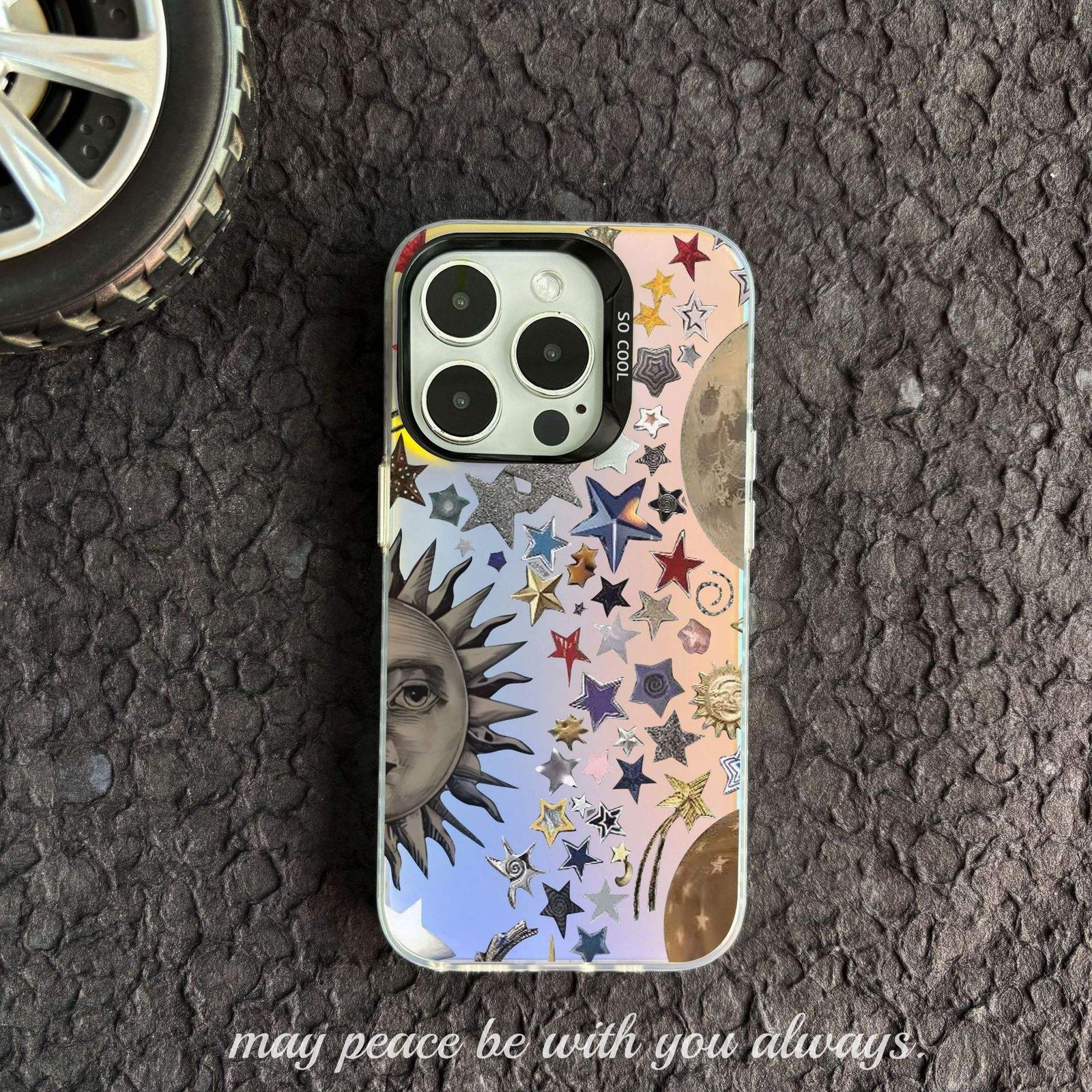 Star Sun Moon Electroplated PC Hard Phone case Suitable for iPhone 11 12 13 14 15 16 Pro 17 Max Plus Shockproof Back Cover