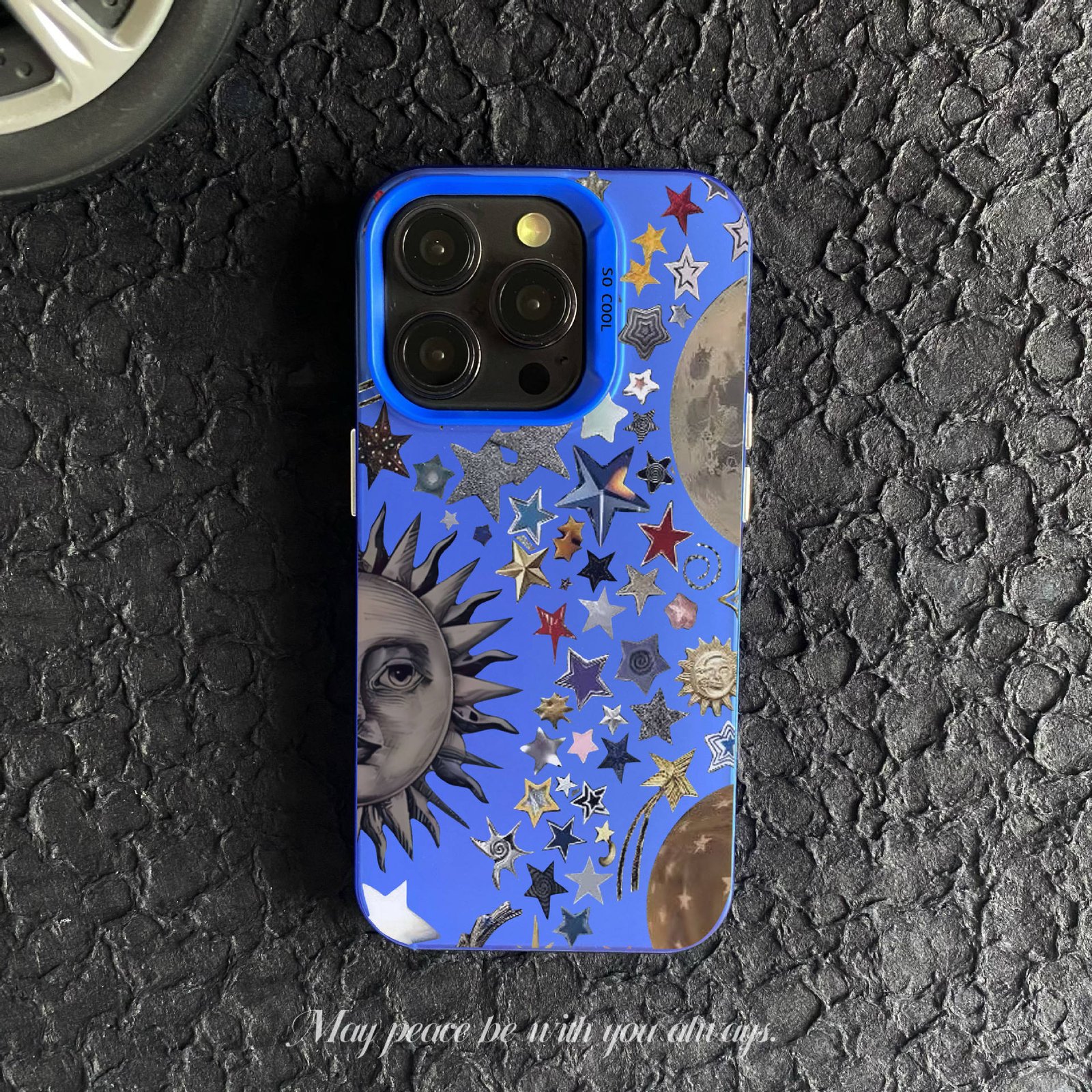 Star Sun Moon Electroplated PC Hard Phone case Suitable for iPhone 11 12 13 14 15 16 Pro 17 Max Plus Shockproof Back Cover