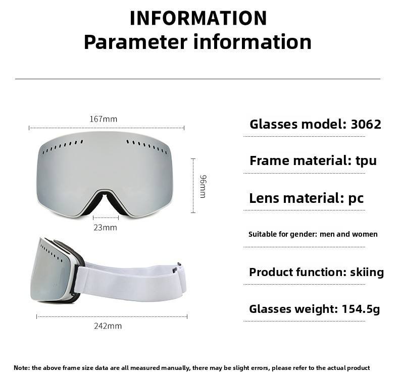 Manufacturer Wholesale UV400 Sports Skiing Glasses Adult Anti-fog Custom Logo Magnetic Snow Blindness Board Skiing Goggles