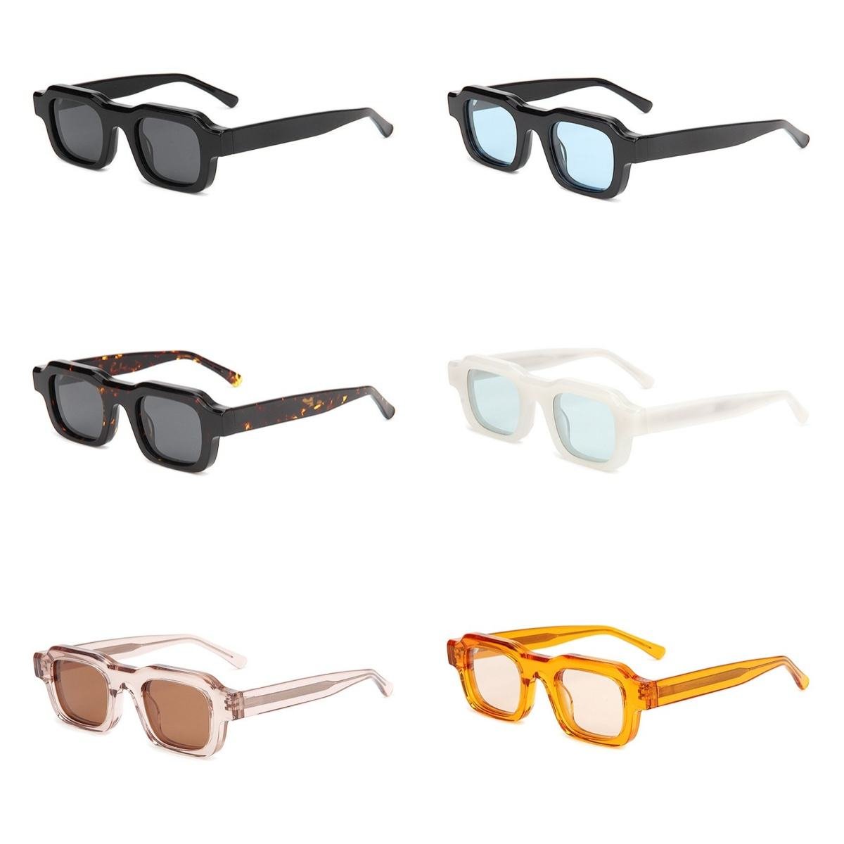 Manufacturer Trending Eyewear 2026 Luxury High Quality Small Rectangle Acetate Men Square Thick Polarized Sunglasses for Women