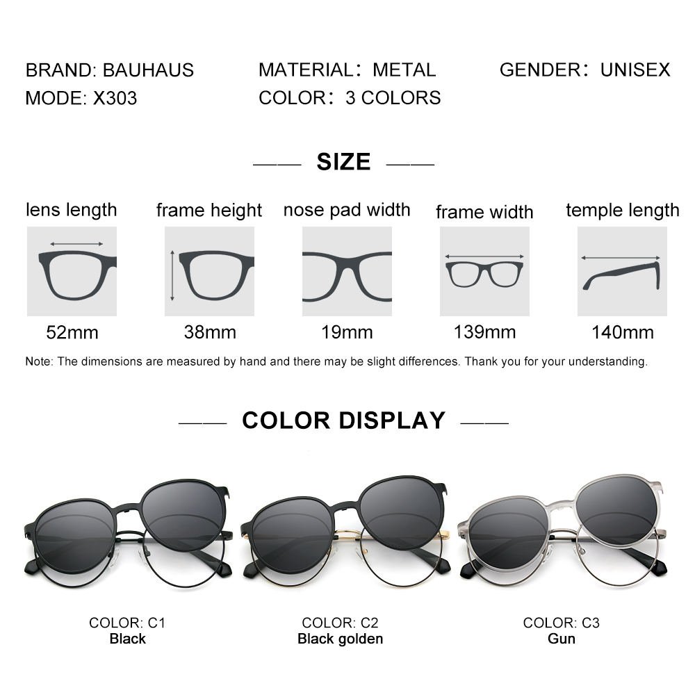 X303 Latest Fashion Factory Direct Stainless Steel Metal Eyewear with Magnetic Polarized Clip on Sunglasses