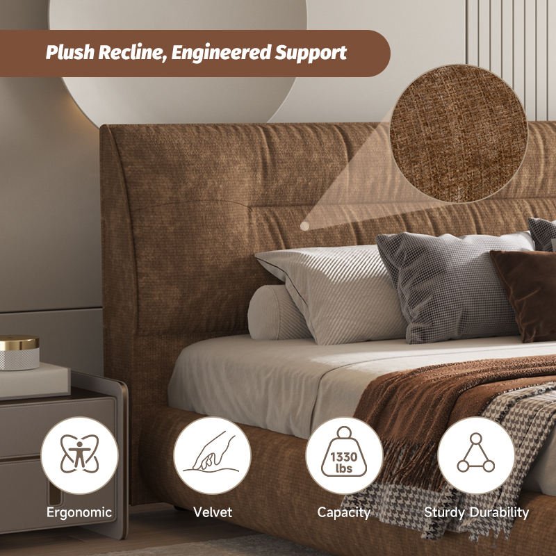 Factory Wholesale Ergonomic Upholstered Bed Frame Customized Bedroom Furniture for Apartment