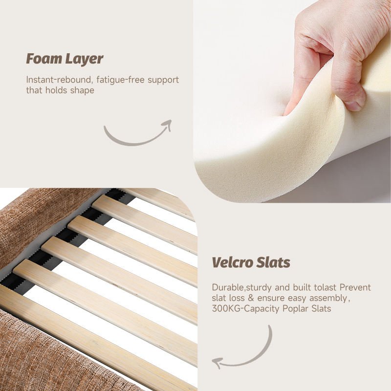 Factory Wholesale Ergonomic Upholstered Bed Frame Customized Bedroom Furniture for Apartment