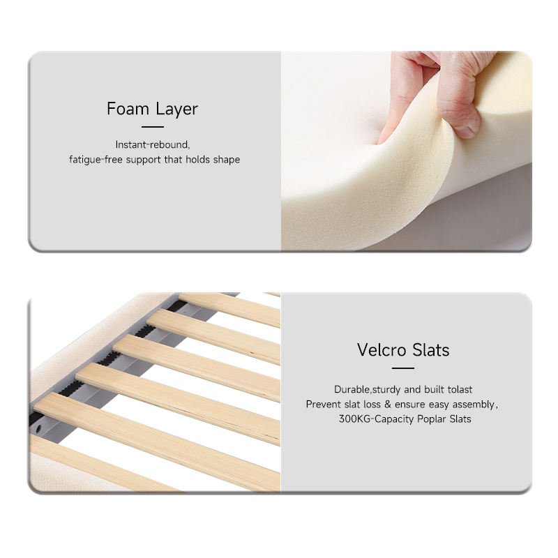 Modern Design Tufted Two-Tone Velvet Soft Bed Frame Minimalist Bedroom Sets