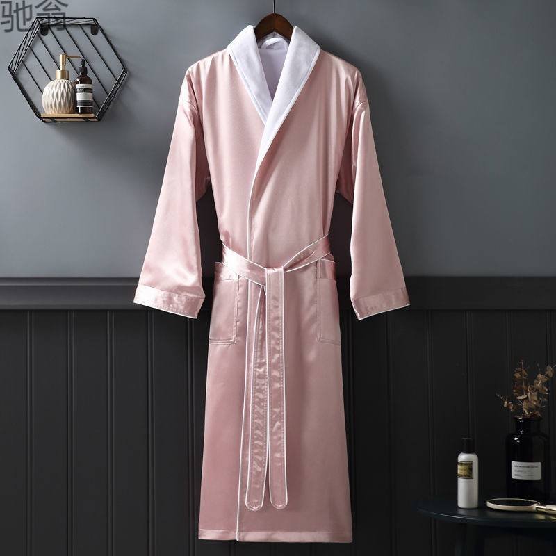 Factory Custom Logo Bath Robe Luxury Polyester Silk Pajamas Hotel Logo Silk Bathrobes