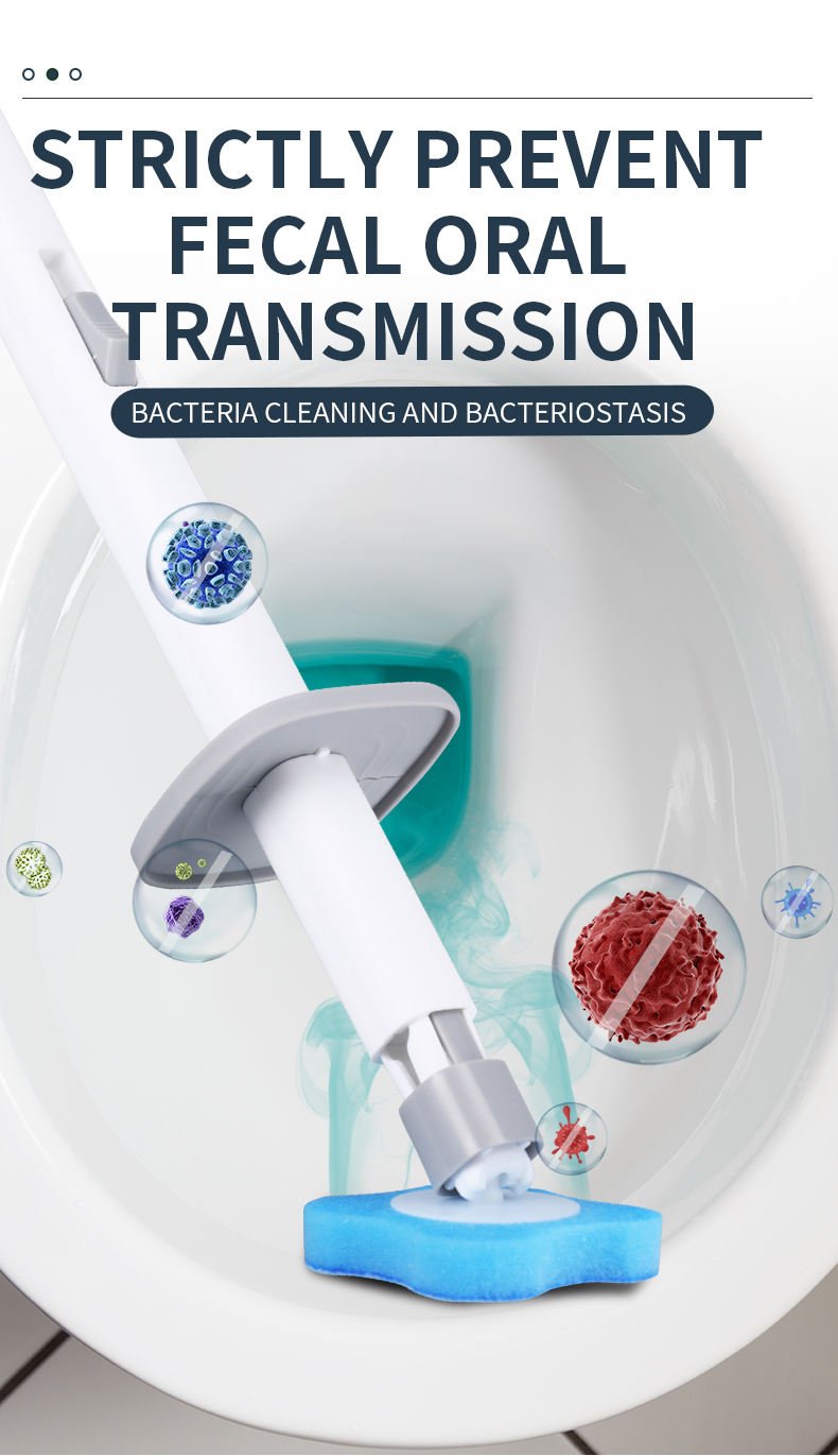 Disposable Toilet Brush with 24 Refills Plastic Handle Sponge Brush Toilet Bowl Wand and Holder White Bathroom Cleaning Tool