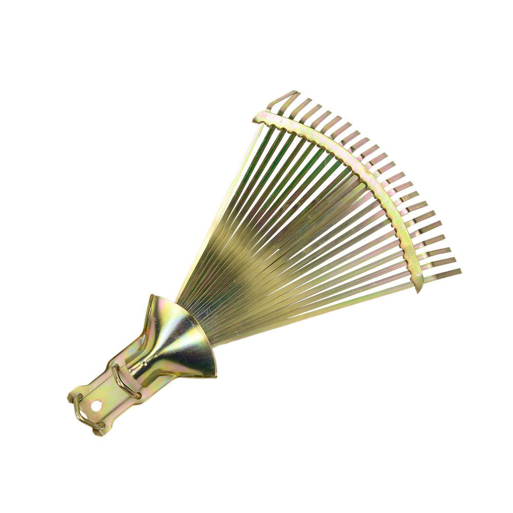 One99 22T Gold Galvanized Adjustable Expandable Leaf Rake Head Telescopic Metal Garden Tool for Home Lawn Backyard Maintenance