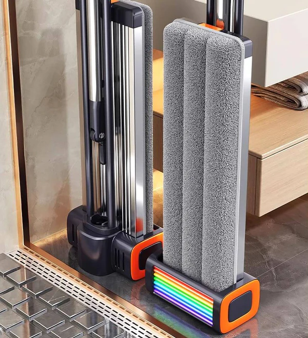 Joybos Flat Mop Stainless Steel Panel No Hand Wash Microfiber Mop for Floor Cleaning with 2 Pcs Mops Clothes