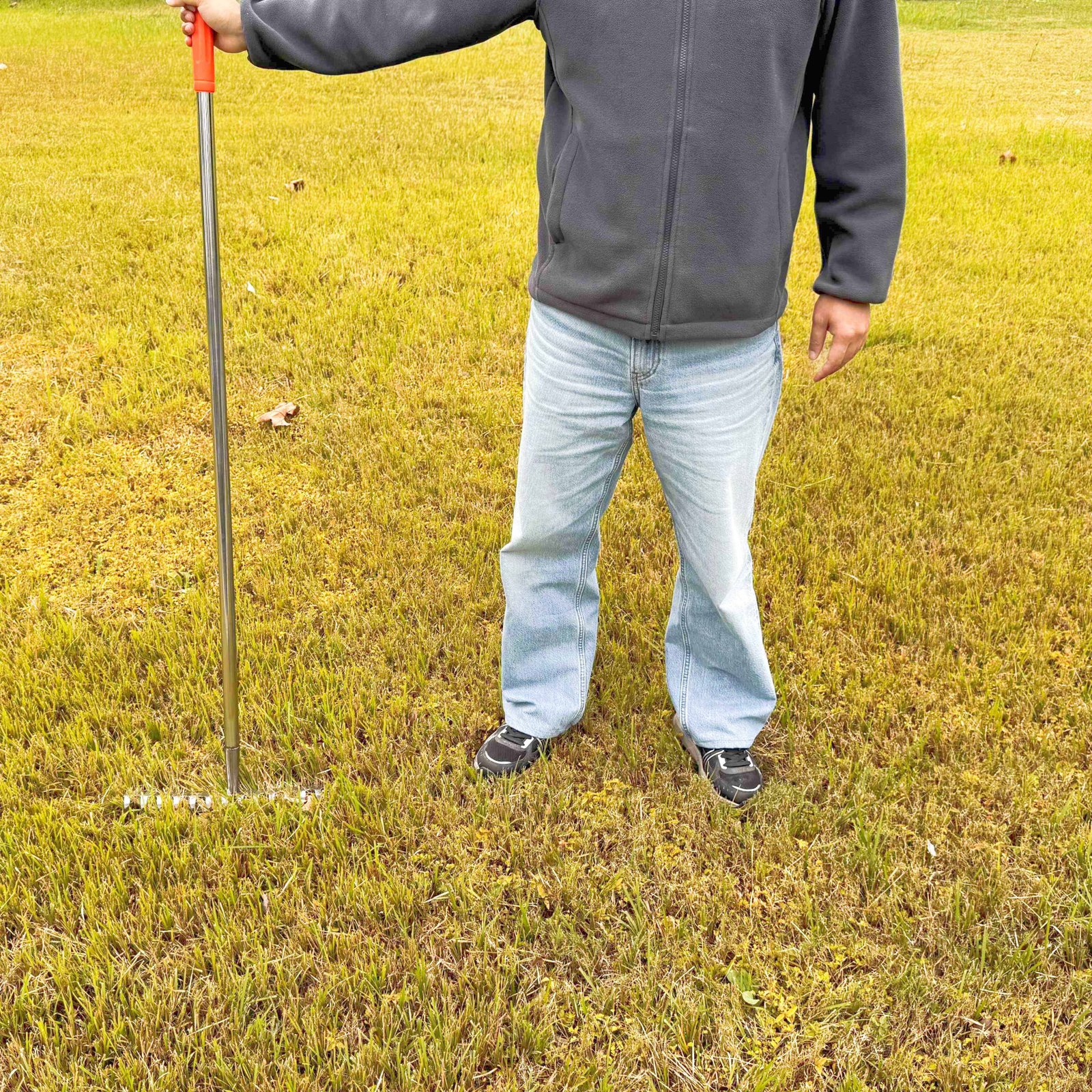 Stainless Steel Long Handle Rake for Cleaning Lawns Levelling Soil in Garden and Patio Light Weighted and Ergonomic Design